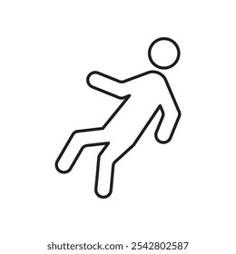 Icono de piso resbaladizo estilo de línea negra simple.