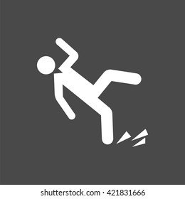 slippery floor icon, vector wet floor sign, isolated slip and fall symbol