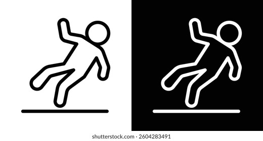 Slippery floor icons vectors set in stroke line style.