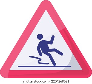 Gleitschirmfußbodenkonzept, Wet Floor Alter Vector Icon Design, Modern Traffic Guide Warnschild, Regulatives und erkennbares Symbol, obligatorische Straßenschildkröte