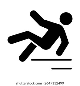 Icono de Vector de carretera de piso resbaladizo. Peligro de caída accidente eps signo de Vector. Signo de accidente en el fondo blanco. símbolo para el Web y el móvil. Ilustración vectorial.