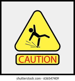 Slippery floor road vector icon.