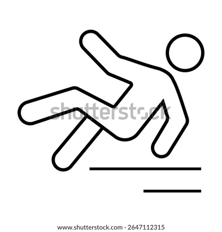Slippery floor road vector icon. Thin line fall accident icon isolated on white background. symbol for web and mobile. Vector illustration.