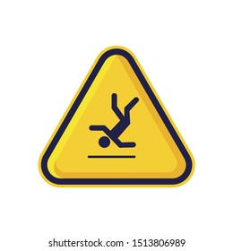 slippery floor Sign Isolated On White Background. Yellow Triangle Warning Symbol Simple, Flat, Vector, Icon You Can Use Your Website Design, Mobile App Or Industrial Design. Vector Illustration
