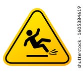 Slippery floor sign, vector illustration isolated on white background. Slip danger icon.