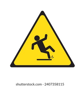 Slippery floor sign, vector illustration isolated on white background. Slip danger icon.