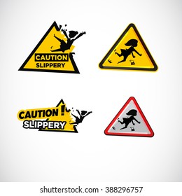 Slippery floor surface warning sign - vector 