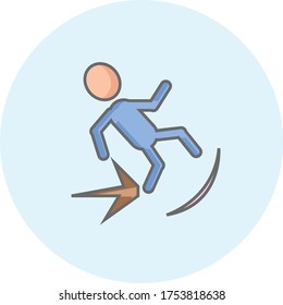 Slippery floor vector icon on blue background. Trendy insurance icon on blue background for web and mobile graphic.