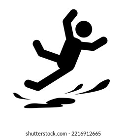 Slippery floor . Vector icon on a white background. A sign of the danger of falling.