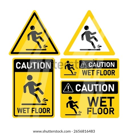 Slippery Floor Warning Sign Vector Illustration