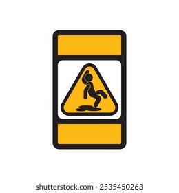 Slippery floor warning symbol icon, vector illustration design