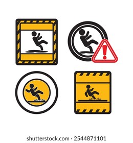 Icono resbaladizo del símbolo de la advertencia del piso, diseño de la Ilustración vectorial