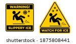 Slippery ice sign. Slip danger icon. Vector sign on transparent background