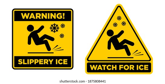 Slippery Ice Sign. Slip Danger Icon. Vector Sign On Transparent Background