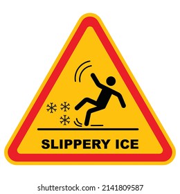 Slippery ice sign. Slip danger icon. Attention Slippery ice road in winter