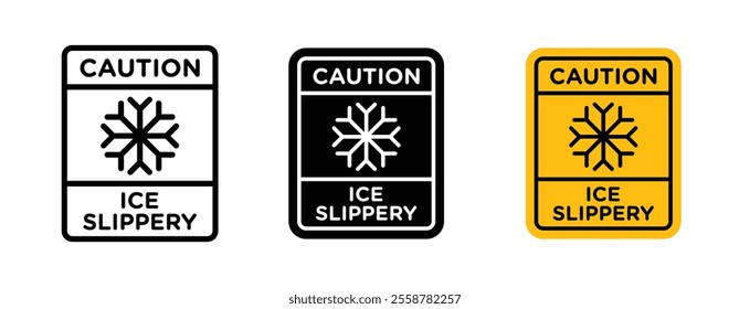 Slippery ice sign vector set