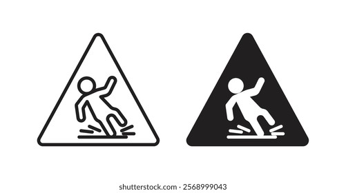Slippery ice signs set vector graphics designs