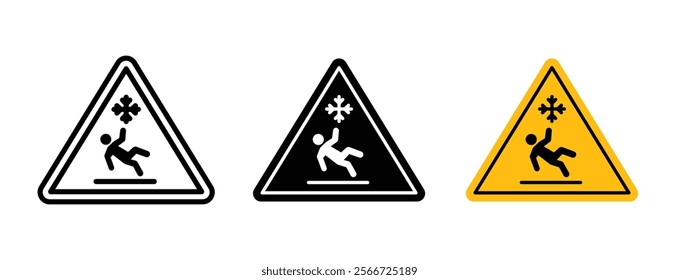 Slippery ice signs vector collection pack