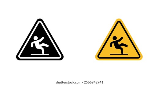 Slippery ice signs. vector signs set