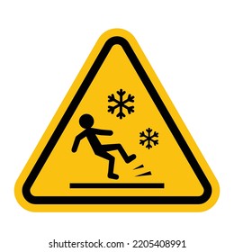 slippery ice warning sign, vector illustration 