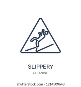Slippery icon. Slippery linear symbol design from Cleaning collection. Simple outline element vector illustration on white background.