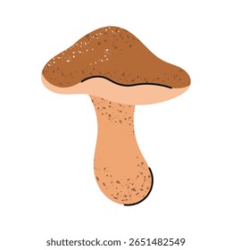 Slippery jack, butter mushroom. Stylized forest autumn mushroom. 