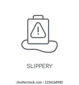 Slippery linear icon. Modern outline Slippery logo concept on white background from cleaning collection. Suitable for use on web apps, mobile apps and print media.