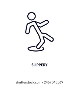 slippery outline icon.  Thin line icon from cleaning collection. Editable vector isolated on white background