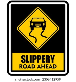 Slippery Road Ahead, sign and sticker vector