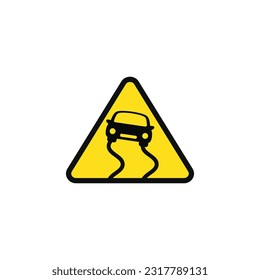 Símbolo de advertencia de advertencia de precaución de carretera resbaladizo vector