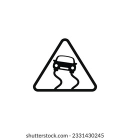 Slippery road caution warning symbol design vector