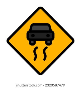 Slippery road icon in filled line style, use for website mobile app presentation
