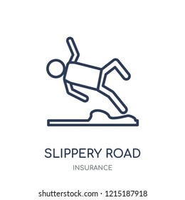 Slippery road icon. Slippery road linear symbol design from Insurance collection.