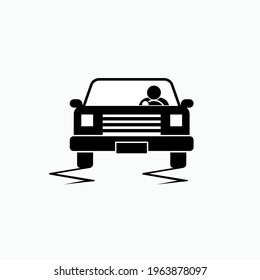 Slippery Road Icon. Warning Symbol - Vector.