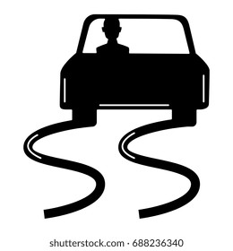 Slippery road isolated icon