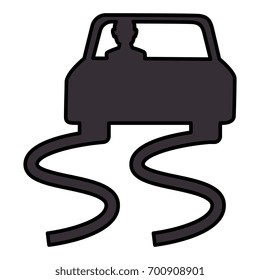 Slippery road isolated icon