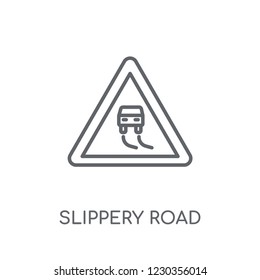 Slippery road linear icon. Modern outline Slippery road logo concept on white background from Insurance collection. Suitable for use on web apps, mobile apps and print media.