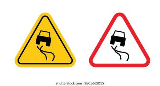 Slippery road sign in black, best for App Design.