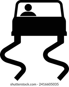 Slippery Road Sign Icon Symbol