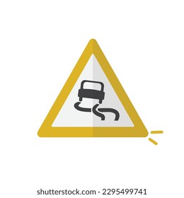 Slippery Road Sign Icon Vector Design.