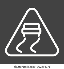 Slippery, road, sign icon vector image. Can also be used for traffic signs. Suitable for web apps, mobile apps and print media.