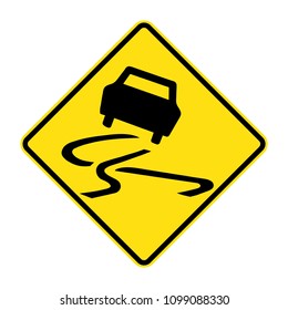 slippery road sign, traffic sign in Australia