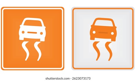 Slippery road sign. vector illustration
