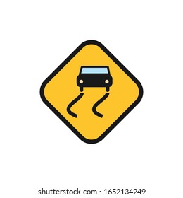 slippery road sign vector. wet road sign symbol vector.