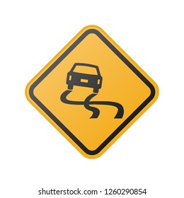 Slippery road sign vetor image