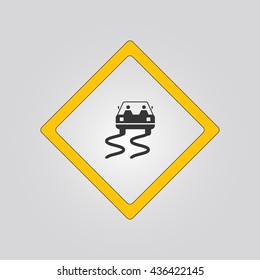 slippery road sign. warning. icon