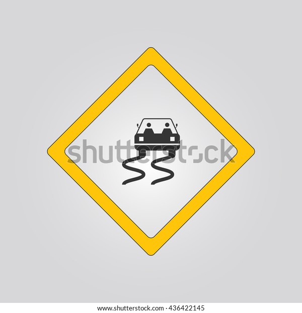 slippery road sign. warning.\
icon