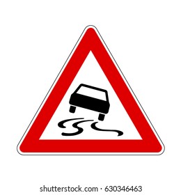 Slippery road surface