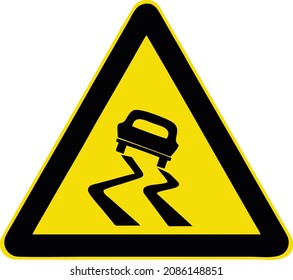 Slippery road surface, Gallery of All Warning Signs, Road signs in China