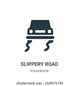 Slippery road vector icon on white background. Flat vector slippery road icon symbol sign from modern insurance collection for mobile concept and web apps design.